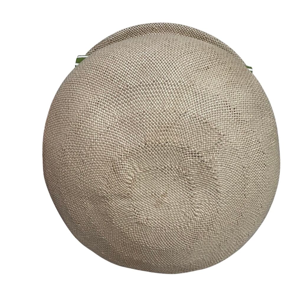 Vintage Union Made beige straw hat cap with green grosgrain ribbon trim hatband - Picture 6 of 8